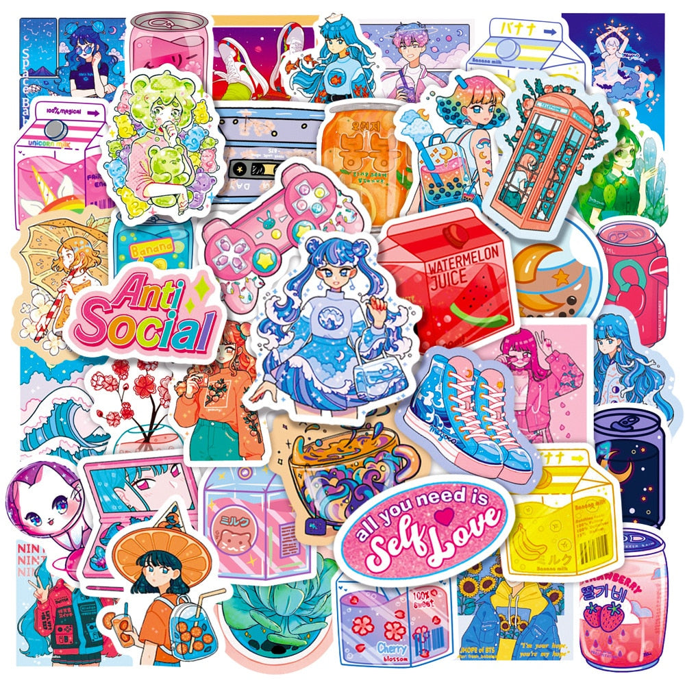 Cute Girl Sticker Pack 1 (50/100pcs) – StickerBomb.com